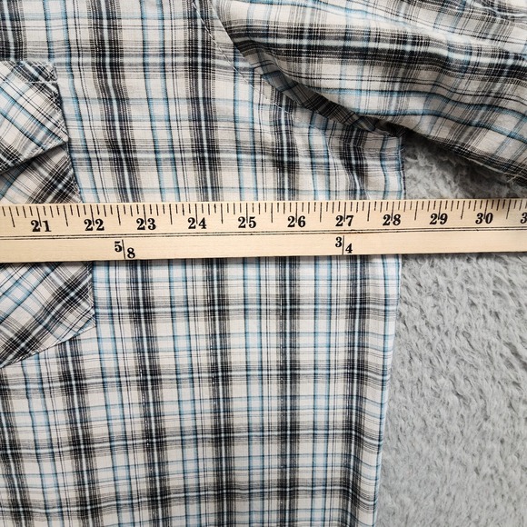 Wrangler Western Pearl‎ Snap Shirt Mens 2XL Big Metallic Plaid Short Sleeve - Picture 10 of 11